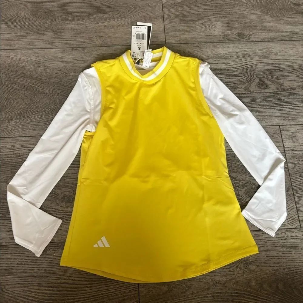 Adidas Kids' Yellow and White Long Sleeve Tee